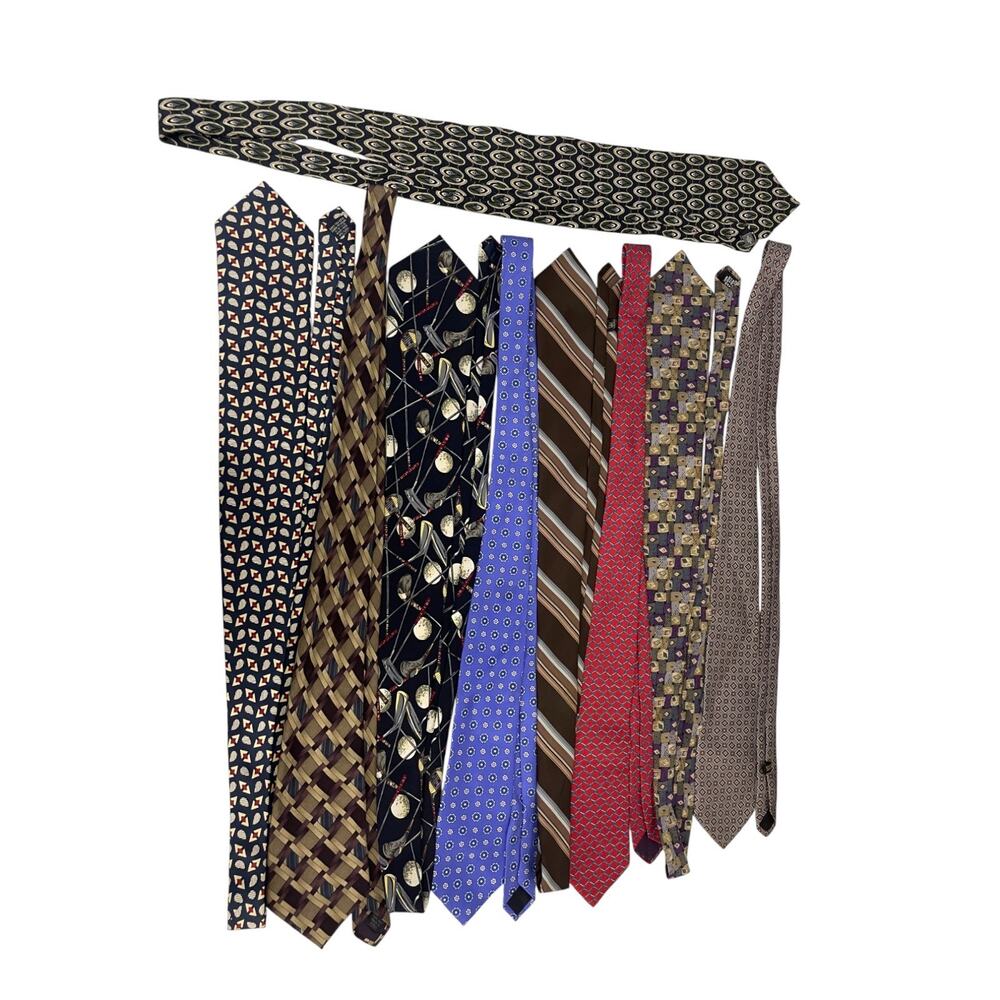 Lot of 9 Ruffini J. Riggins Mallory Church Brook Brothers Neck Tie Silk Geometic
